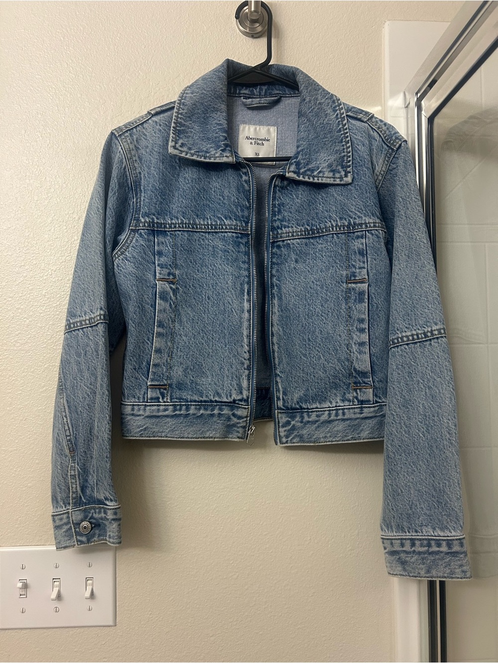 Abercrombie & Fitch Light Wash Denim Zip Jacket - Women's